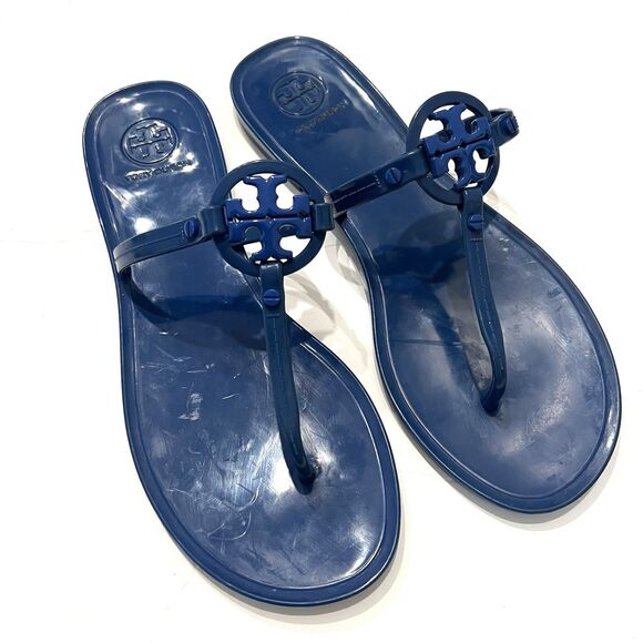 Tory Burch Mini Miller Jelly Sandals Size 7 Blue - Picture 1 of 3
